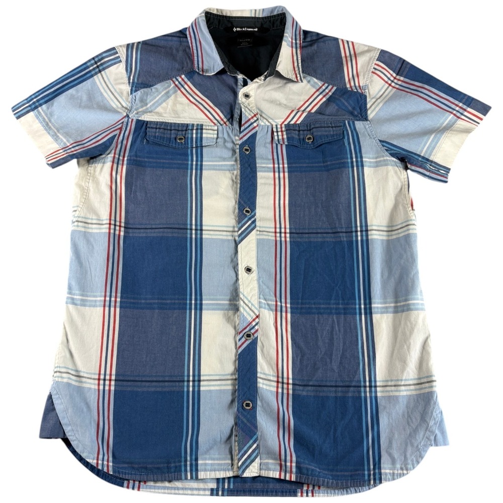 Black Diamond Shirt Men's XL Blue Plaid Durable Workwear Relaxed Western Premium